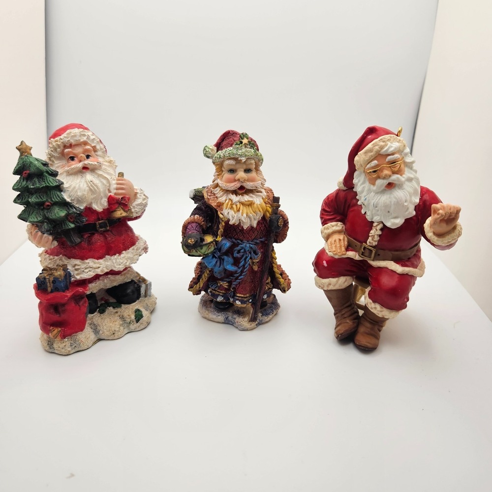 Vintage Lot of 3 Santa Claus Figurines‎ Mixed Brands Christmas Holiday Decor